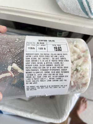 Seafood salad ingredients! Disgusting!