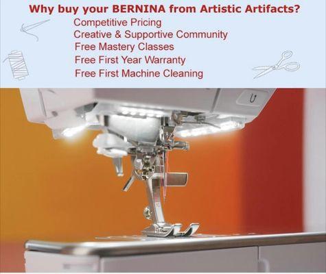 Locally owned BERNINA Dealer with competitive prices & quality service