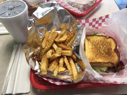 Blt and fries. (Actually good crinkle fries)