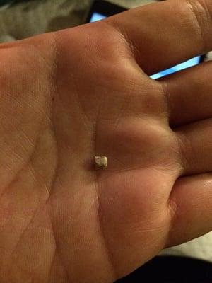 There was a small pebble in my food!!!!!!!!