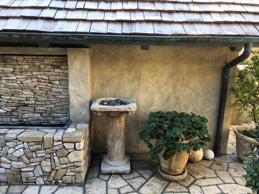 Carmel Cottage--wall detail of a 3-color antiquing wash.