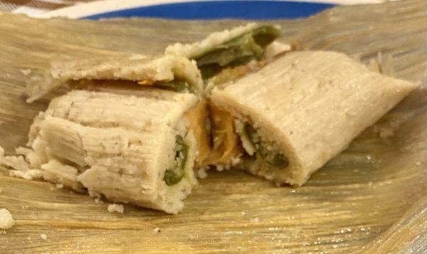 Inside the cheese tamale.