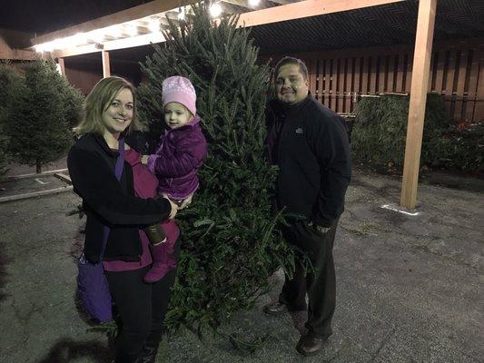 The whole family getting a Christmas tree