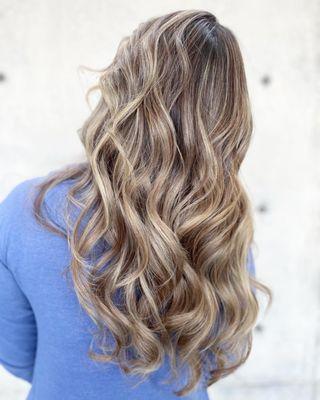 Asian blonde balayage with dark base