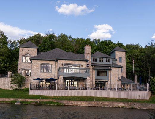 A view of the building from the docks