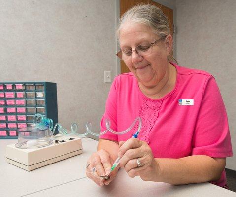 Our Lab Tech can give your hearing aids a thorough cleaning