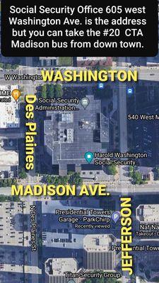 It has an Washington address but you can take the no. 20 Madison CTA BUS PLUS #60 #124 & #157 ? Google maps is Such a Wonder !!!!