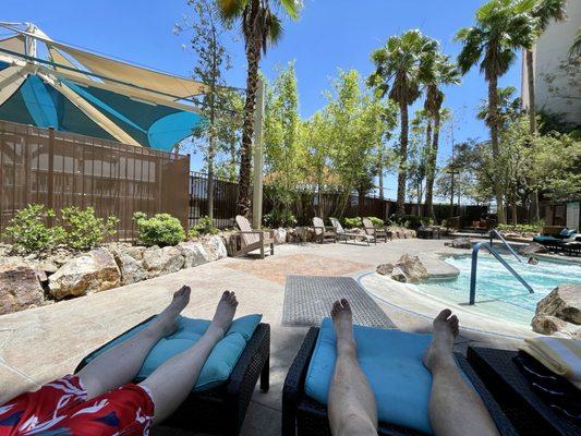 Lounging in the adult only hot tub area