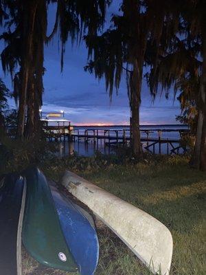 View from back porch eating area at sunset.