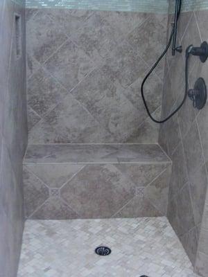 Custom designed tile shower