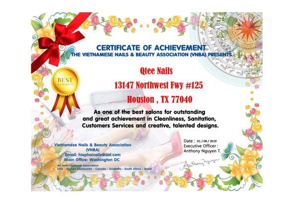 Congratulations Qtee Nails , one of the Top Best Salons !