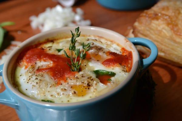 Baked egg florentine.