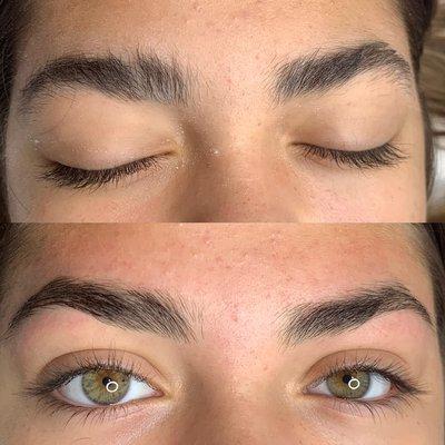 Before and after eyebrow waxing