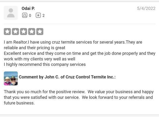 Re-posting our customer's positive review.