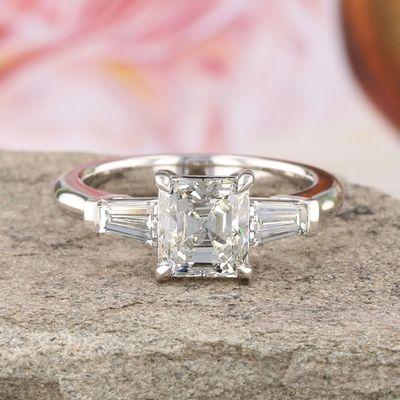 Emerald Cut and Baguette Diamond Engagement Ring