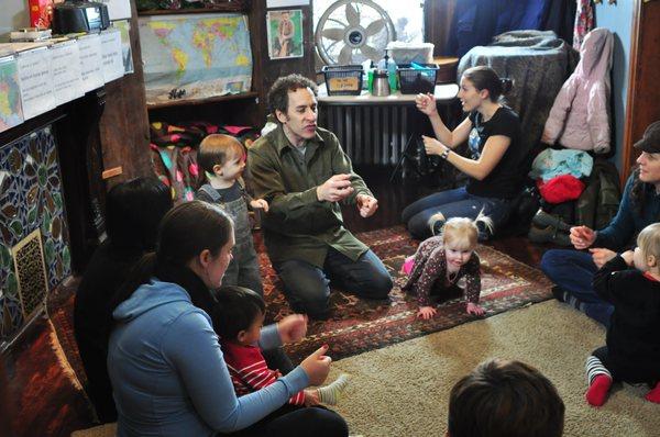 Jay and kids enjoying an All Around This World music class