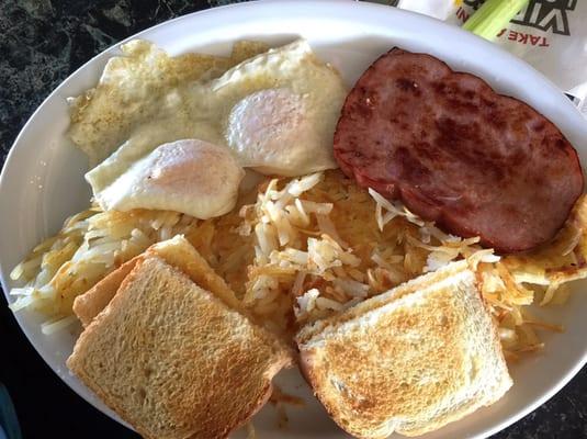 Two egg breakfast with ham & toast