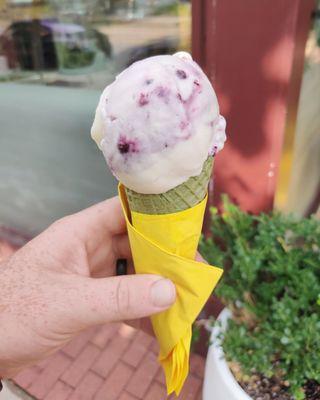 Blueberry Cheesecake on a Matcha Cone