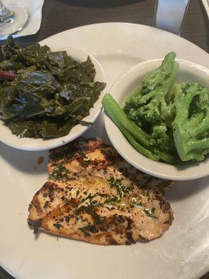 Salmon with broccoli and greens