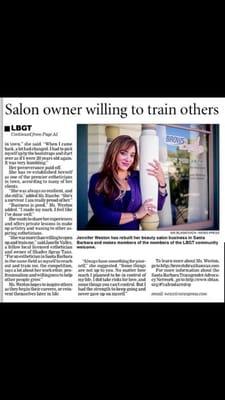 Front page of the Santa Barbara  News Press 3/27 Easter weekend 2016 this is one of the biggest papers of the year. Quite a honer :)