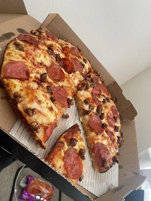 Beef and pepperoni pan pizza