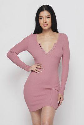 Mini pink sweater dress