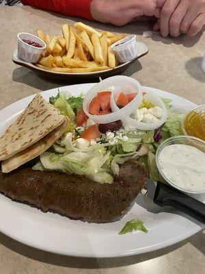 Gyro salad and fries