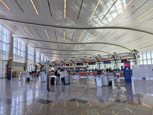 Inside the Maynard H Jackson Jr International Terminal. Delta check-in area.