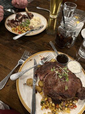 Rib eye + pork chop