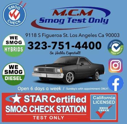 MCM Smog Test Only