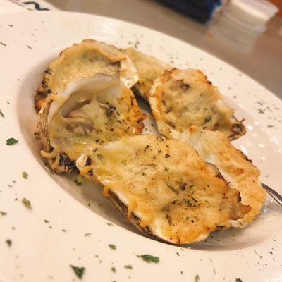 Parmesan crusted Half Shell  oysters