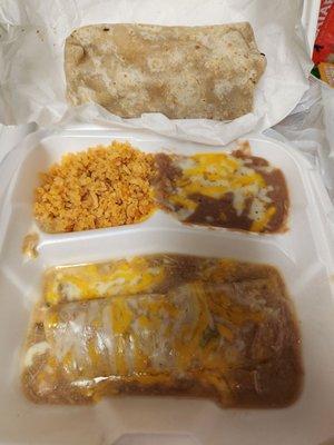 Beef Burrito and Chile Verde Enchilada Combo