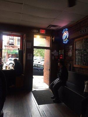 View of the entrance from a seat at the bar, my favorite Athens watering hole