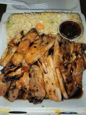 Chicken teriyaki with fried rice