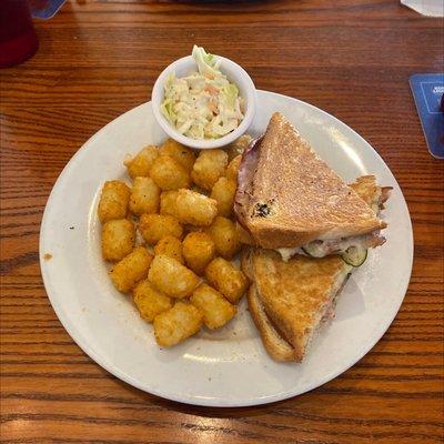 Cuban Sandwich with tater tots