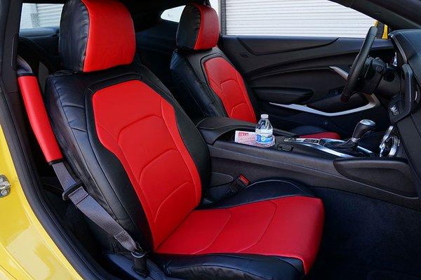 2016~ Chevy Camaro S.leather custom seat covers. -Black/Red