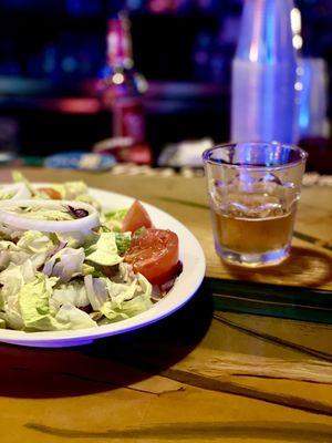 Double dinner salad .. blue cheese dressing is awesome!