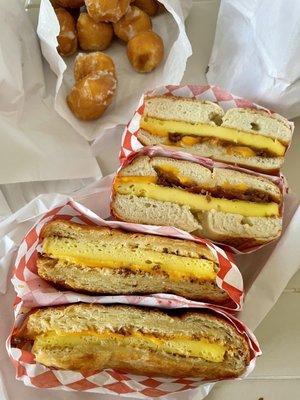 Egg and Cheese Sandwich and Bacon, Egg and Cheese Sandwich and Donut Holes