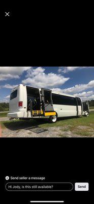 Wheel chair lift on 34 passenger bus.