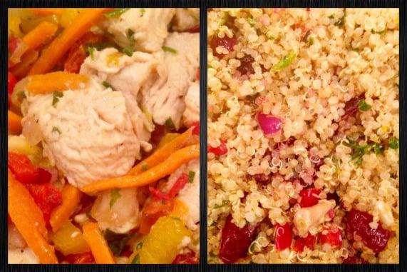 Tomato Basil Chicken Salad & Lemon Cranberry Quinoa Salad