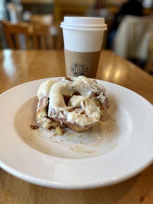 Cinnamon roll and caramel latte