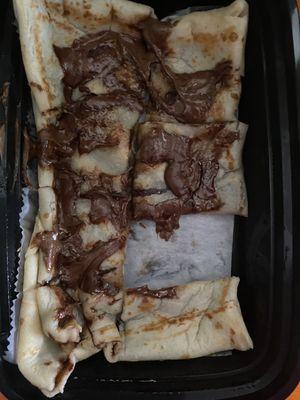 Nutella Crepe $9.89 (includes $0.99 charge for Nutella vs plain) - two pieces eaten prior to photo