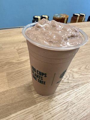 Muddle puddle: cacao, almond milk, PB, and banana