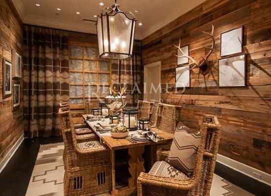 We love the rustic yet refined look of this dining room that used our face planed barn wood.