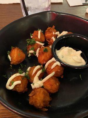 Truffle tots . Such a random tater tot dish, no taste of truffle, so small and awkward shaped