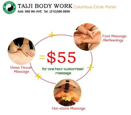 Taiji Body Work Columbus Circle Parlor customized massage service rate