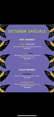 Halloween inspired October specials