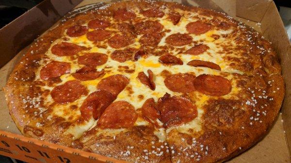 Little Caesar's - Pretzel Crust pizza w/pepperoni.