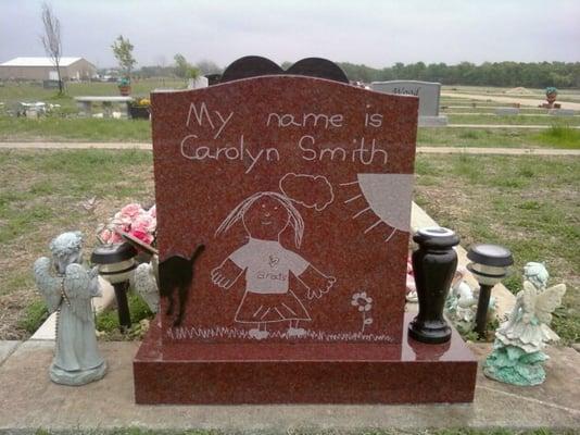 Transfer signatures and special drawings onto headstones for everlasting memories.