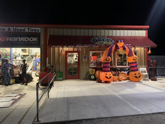 Front of Tire Shop! Very festive, clean, and friendly!